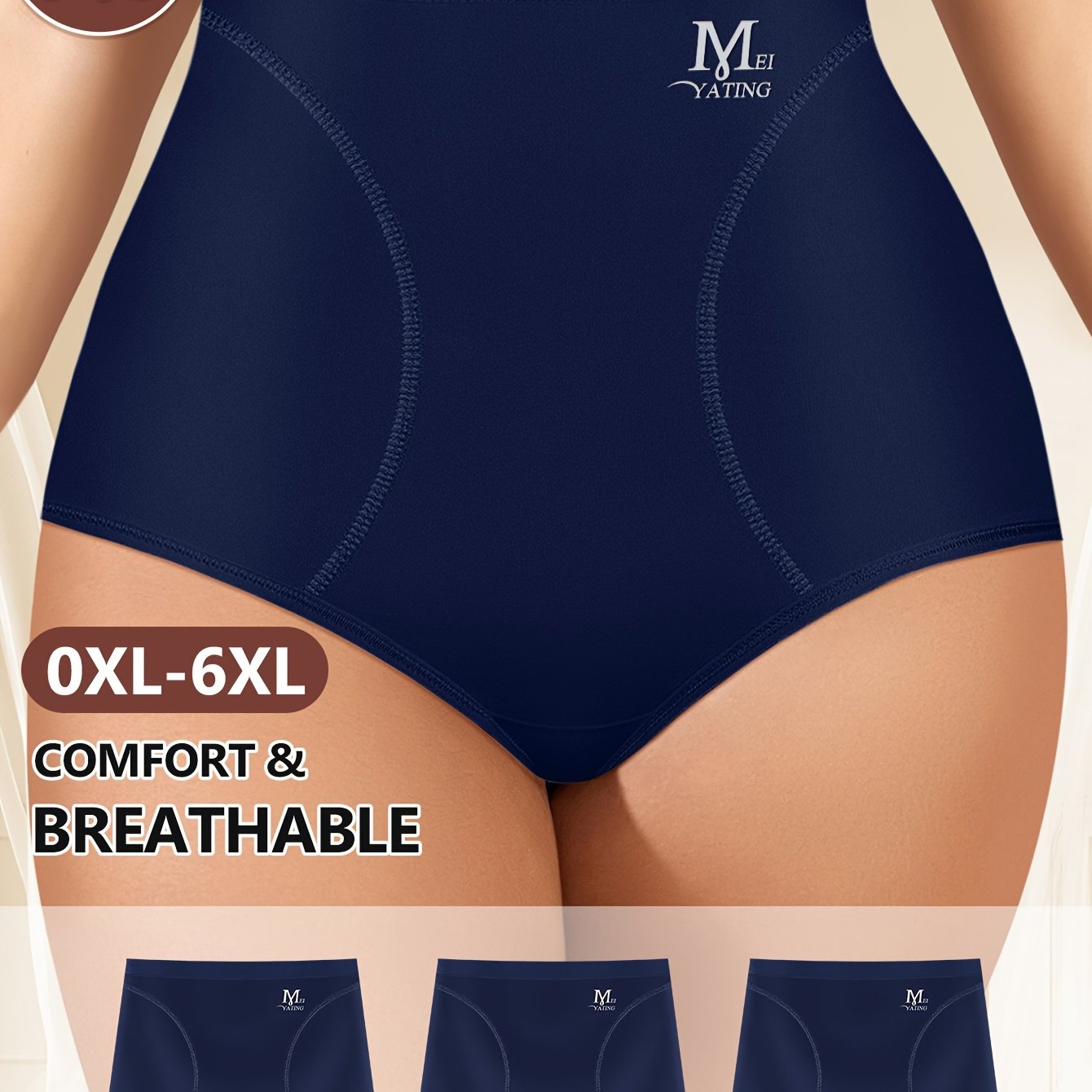 MIOTAN High-Waist Tummy Control Shapewear Panties - Seamless, Breathable, Comfortable with Butt Lift Design in Navy, Black, Beige, Plus Size.