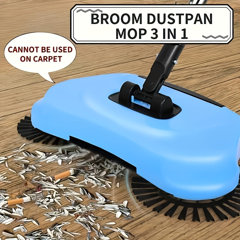 Ko'k/Qizil 3-in-1 Qo'l Broom Sweeper Mop Vacuum Kombinatsiyasi - Yog'och va Kafel Pol uchun Ko'p Funktsiyali Tozalash Vositasi, Quruq va Nam Foydalanish, Hayvon Sochlarini va Changni Olib Tashlaydi, Yashash Xonasi, Yotoqxona, Oshxona va Tualet uchun Ideal