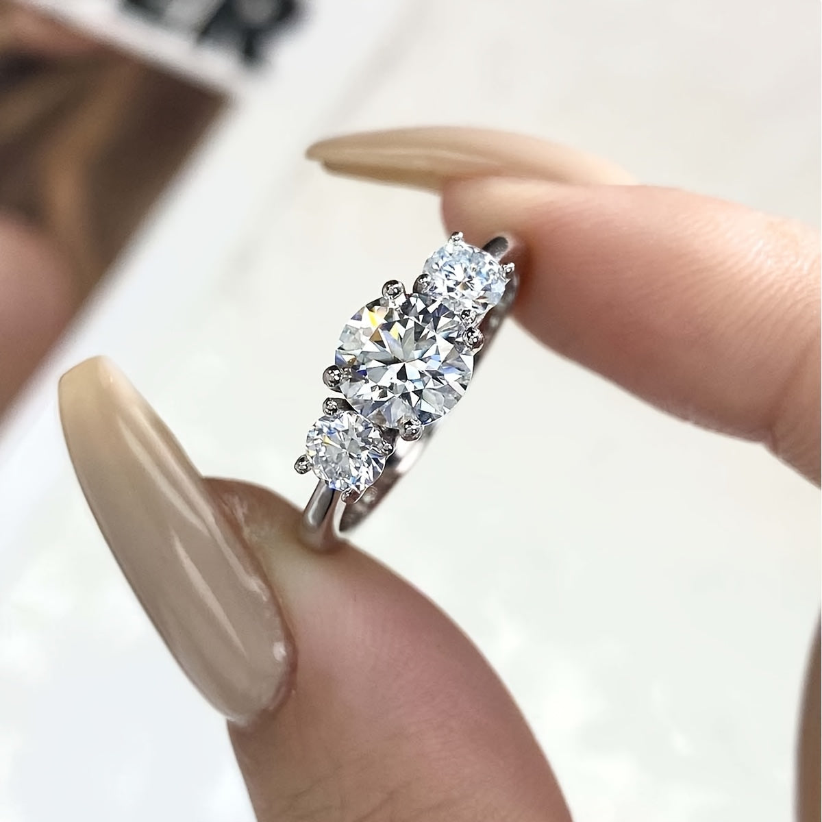 Stunning 1.6CT Mozambique Engagement Ring Set With 3 Diamond Bands, Wedding Ring, 925 Sterling Silver Promise Ring, Eternal Ring, Anniversary Ring, Valentine's Day Gift. This noble and luxurious ladies' bridal jewelry features a Mozambique Stone weighing