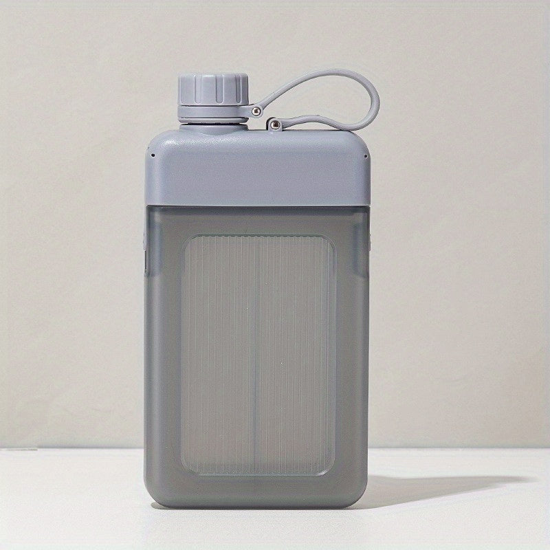 Flat 13oz BPA-free water bottle suitable for travel, sports, camping, gym, and outdoor activities.