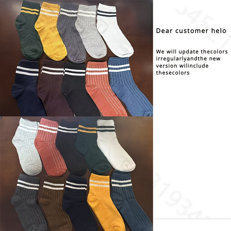 Men's vintage athletic socks, 5 pairs for autumn and winter, sporty style