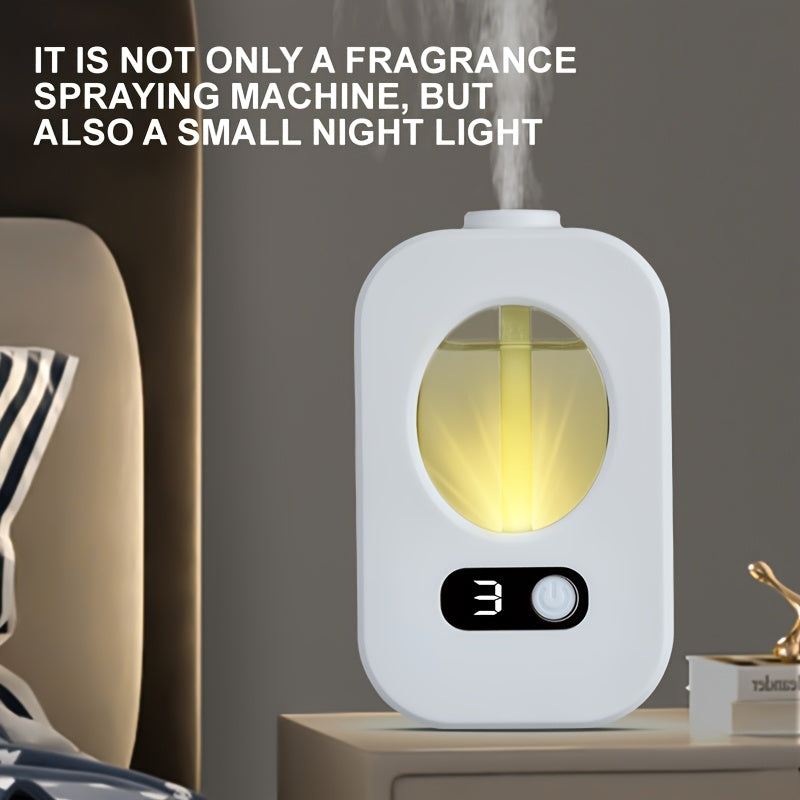 USB-rechargeable aromatherapy diffuser and humidifier keeps rooms fresh with cool mist and nightlight. Ideal for use in various spaces, including rooms, offices, bathrooms, and toilets.