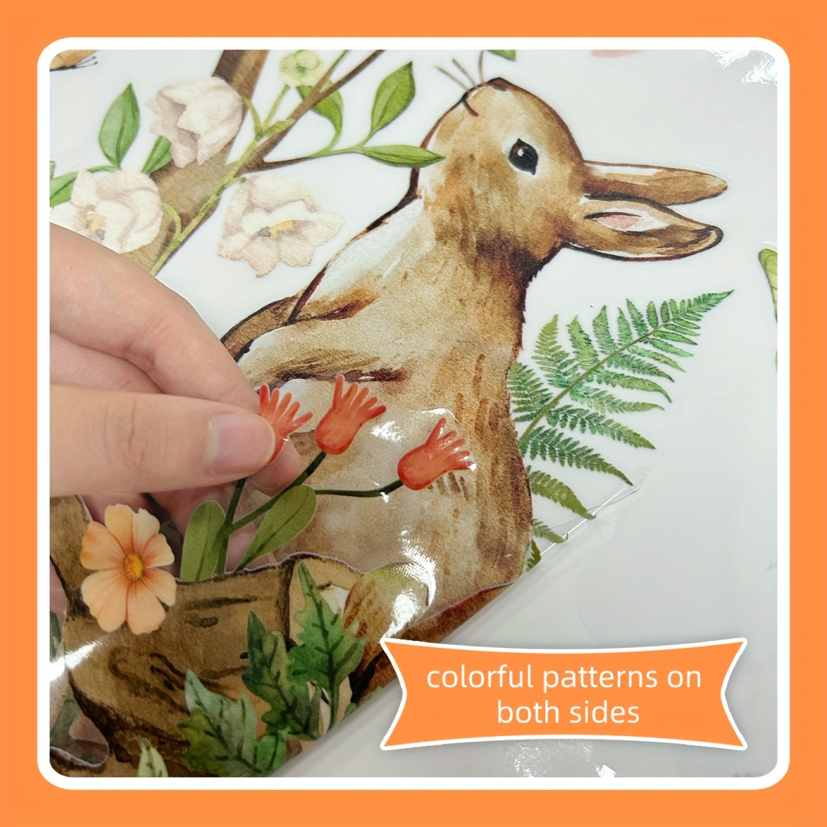 Decorate Your Home with Enchanting Forest Bunny & Bird Window Clings - Double-Sided, Reusable PVC Decals, 30.48cmx16