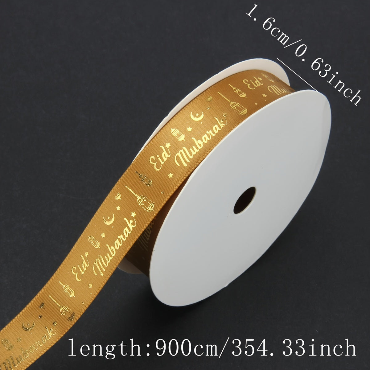 Polyester ribbon with star and moon patterns for Ramadan lantern gift wrapping and festive decorations, suitable for non-waterproof surfaces.