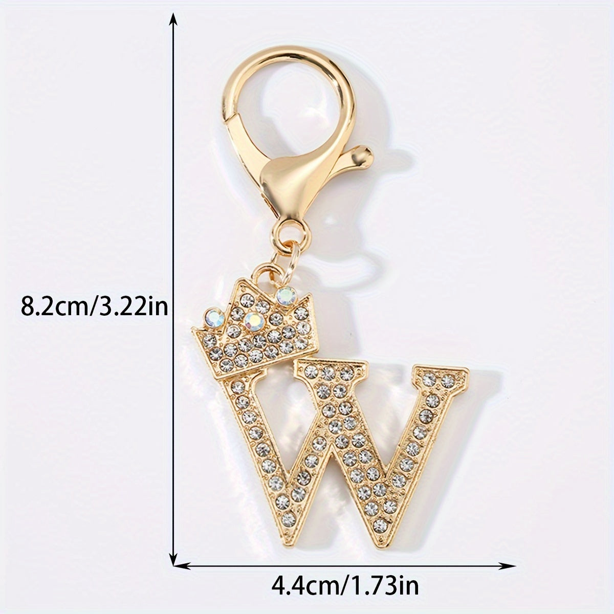 1pc Fashion Zinc Alloy Artificial Diamond Crown 26 English Letters Key Chain for Men, Bag Pendant for Friends.