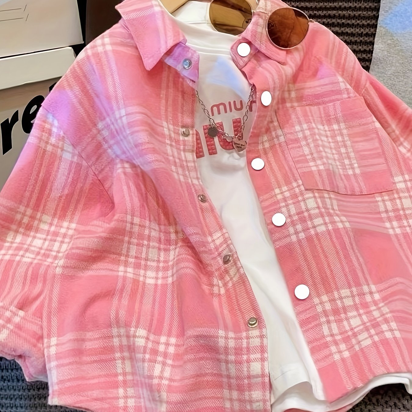 2024 Plaid Shirt Set for Girls, Perfect for Travel and Shopping