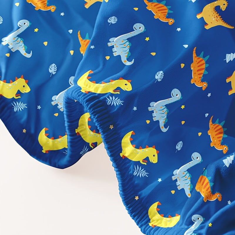 Get your hands on the adorable 1pc Cartoon Dinosaur Print Fitted Sheet for a cozy and comfortable bedding experience. This fitted sheet is made of soft brushed material that will provide the perfect protection for your mattress. Perfect for your bedroom