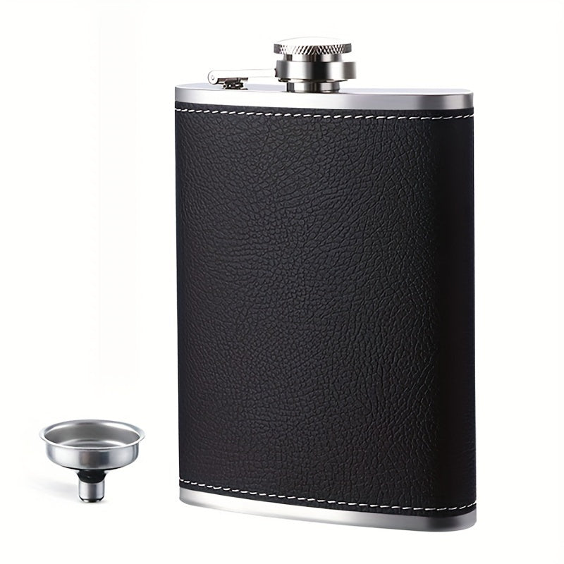 Leakproof Stainless Steel Hip Flask with Soft Touch Leather Packaging, Perfect for Whiskey, Rum, and Vodka. Portable, Rugged, and Durable for Outdoor Use. Smooth and Delicate Wine Bottle Alternative.