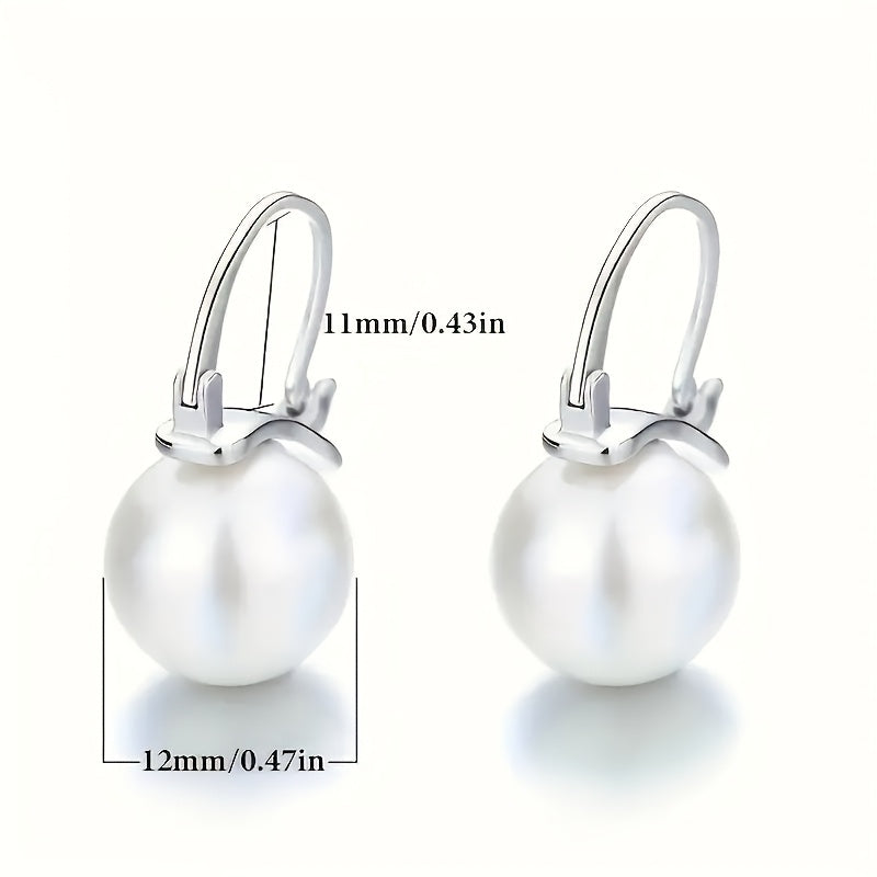 999 Allergy-Free Pearl Pendant Earrings, Elegant Banquet Style