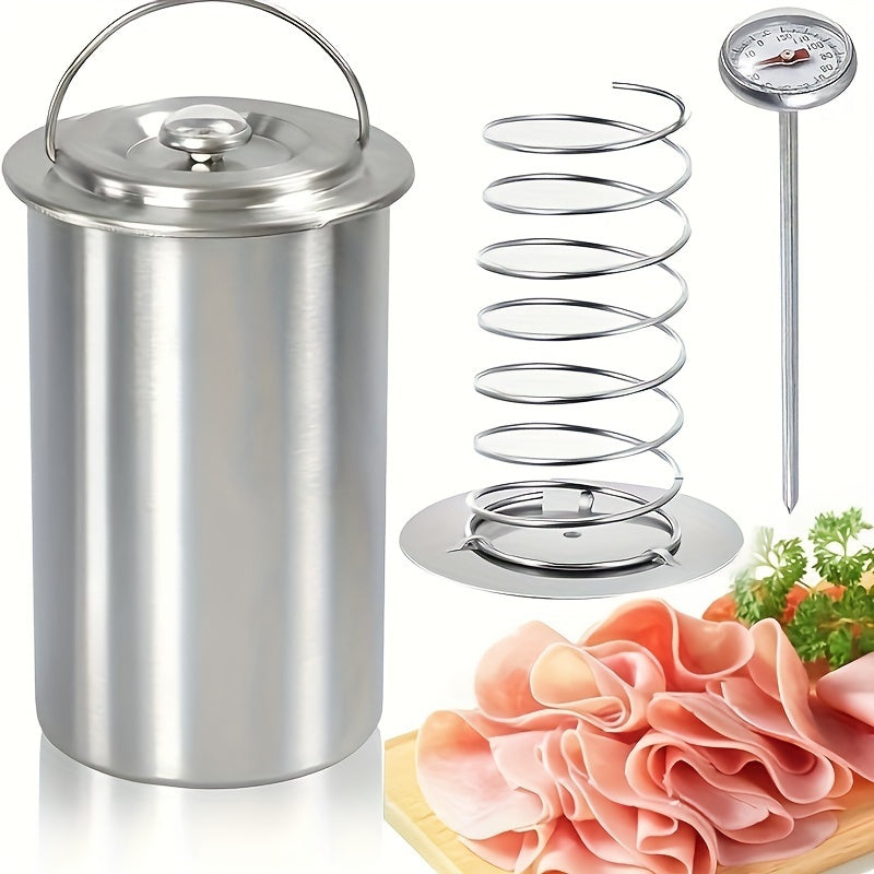 Choxila Stainless Steel Ham Maker with Thermometer - Ideal for Cooking Steamed and Boiled Meats, a Safe and Convenient Kitchen Tool