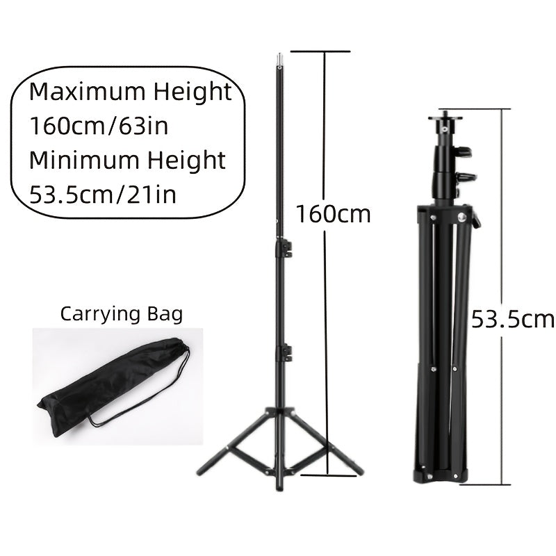 63-inch extendable tripod made of heavy duty carbon steel for supporting softbox, video flash, reflector, and lighting background in photo studio.