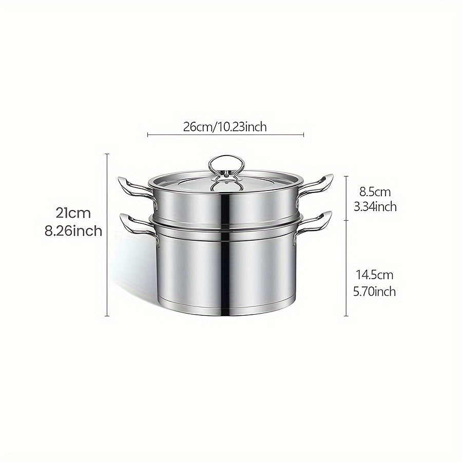 Large Capacity Stainless Steel Steamer Pot with Dual Handles - Versatile Multi-Layer Design for Steaming & Cooking, Dishwasher Safe, Ideal for Home, Parties, Camping, and RVs