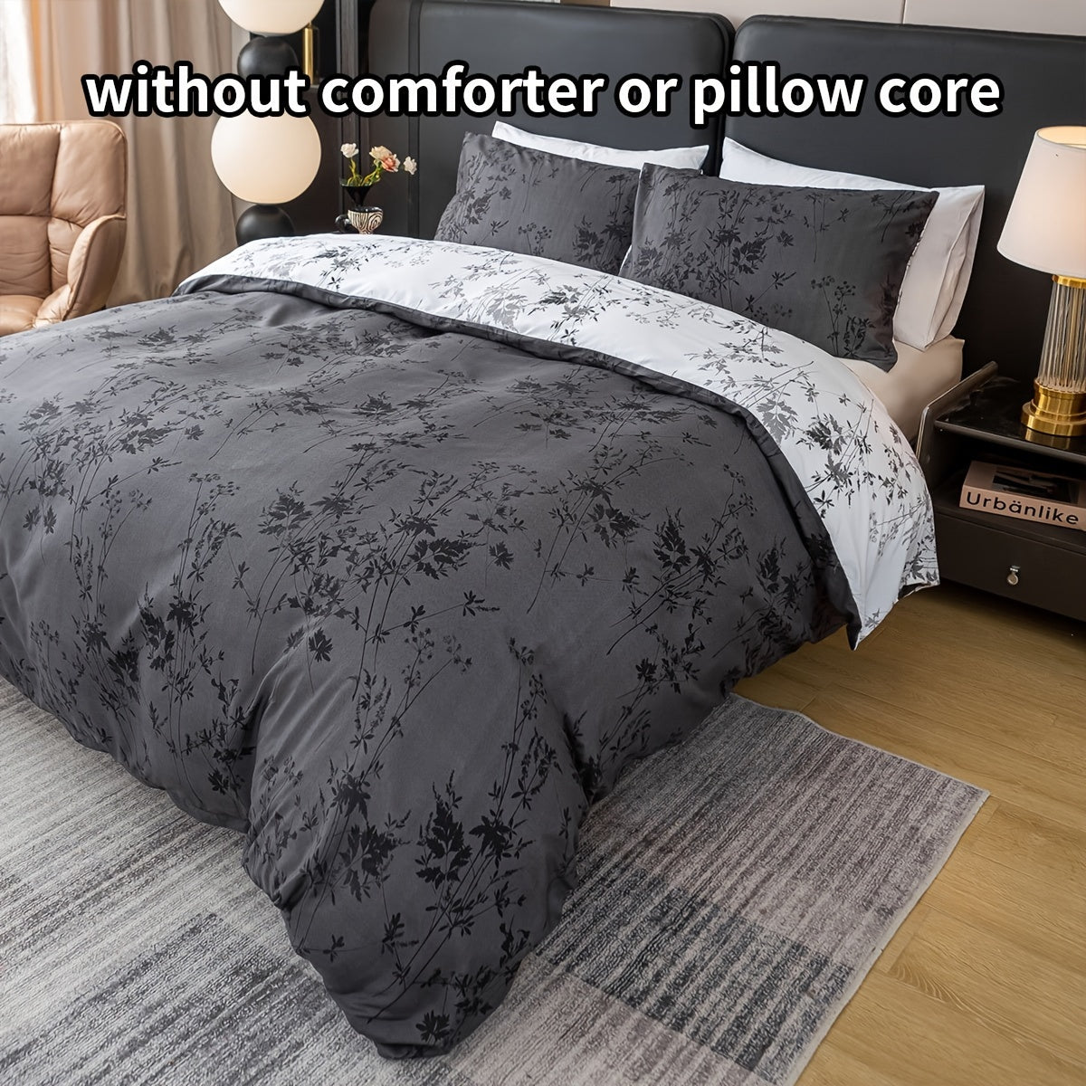 Luxurious Floral Print Polyester Duvet Cover Set includes one duvet cover and two pillowcases (core not included). This all-season bedding set is soft, comfortable, and breathable, perfect for bedroom, guest room, or dorm use.