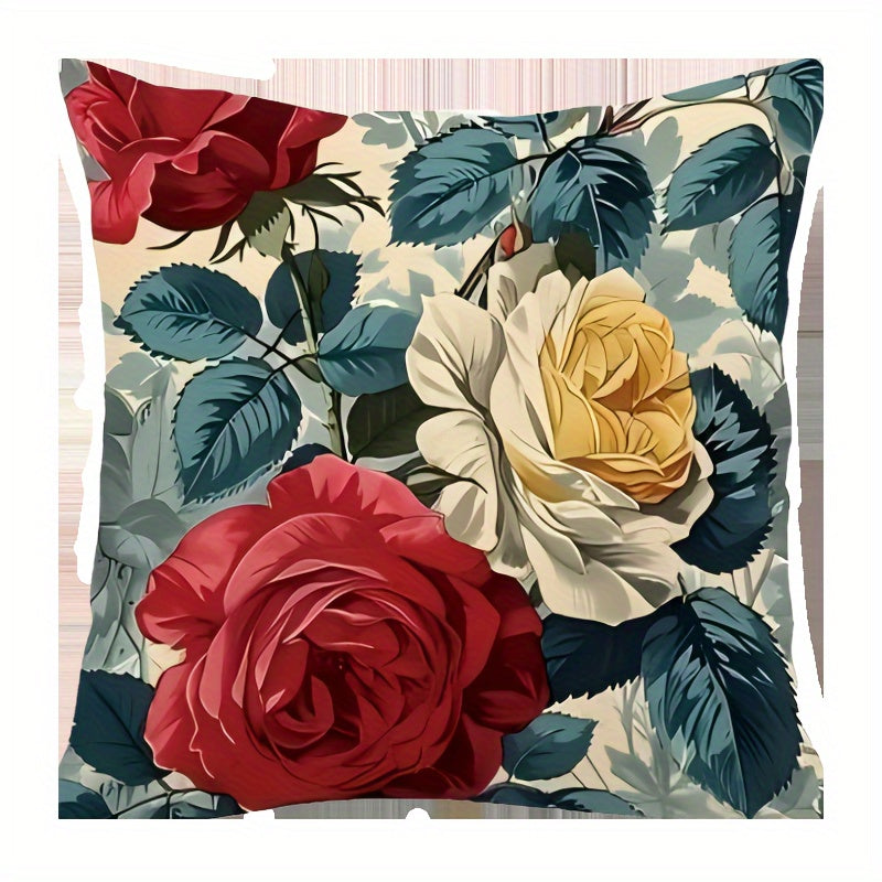 This double-sided, zippered polyester cushion case features a chic French-inspired floral design. The cover is vibrant, machine washable, and soft & cozy for home decor. Does not include insert.