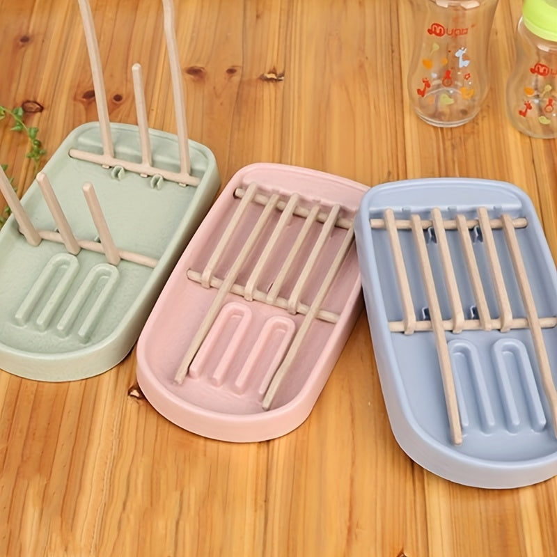 Wheat straw milk bottle drain rack for one piece, with compartments for cups, milk bottles, pacifiers, and other kitchen items. Multi-functional storage basket for easy draining in the kitchen.