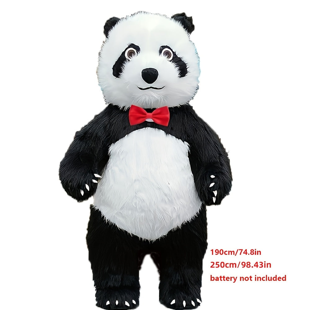 Giant panda inflatable costume with backpack & bow tie for parties, masquerades & holidays.