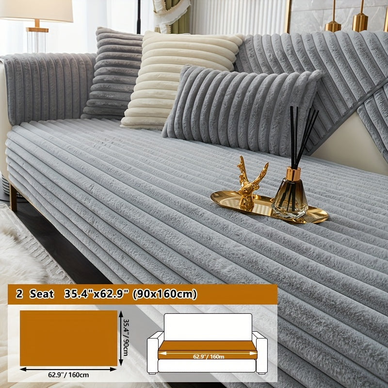 Machine washable sofa slipcover made of non-slip rabbit fur for home decor in bedroom, office, and living room.