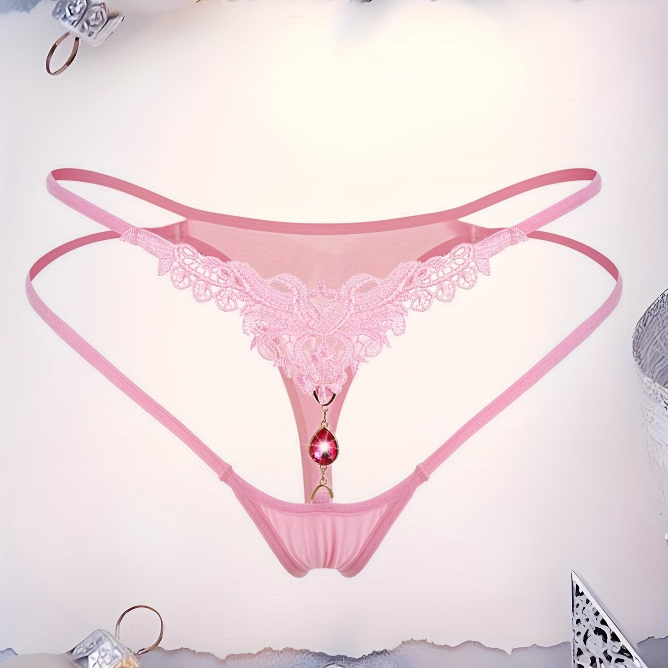 High-end rhinestone thong for girls.