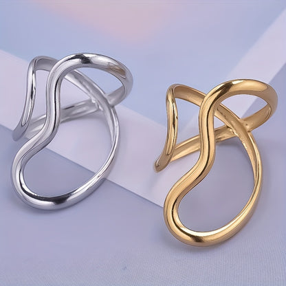 Unique and stylish women's ring with adjustable curved titanium steel design.