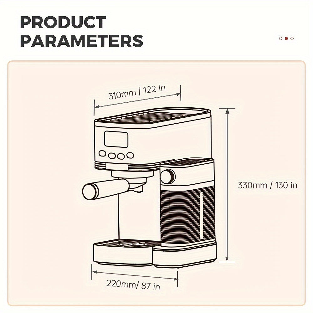 CAFELFFE Espresso Machine with Automatic Milk Frother, 20 Bar, one-touch cappuccino, latte, and espresso, featuring Double Boilers, Self Cleaning, 1.3 Litre Removable Tank, Stainless Steel.