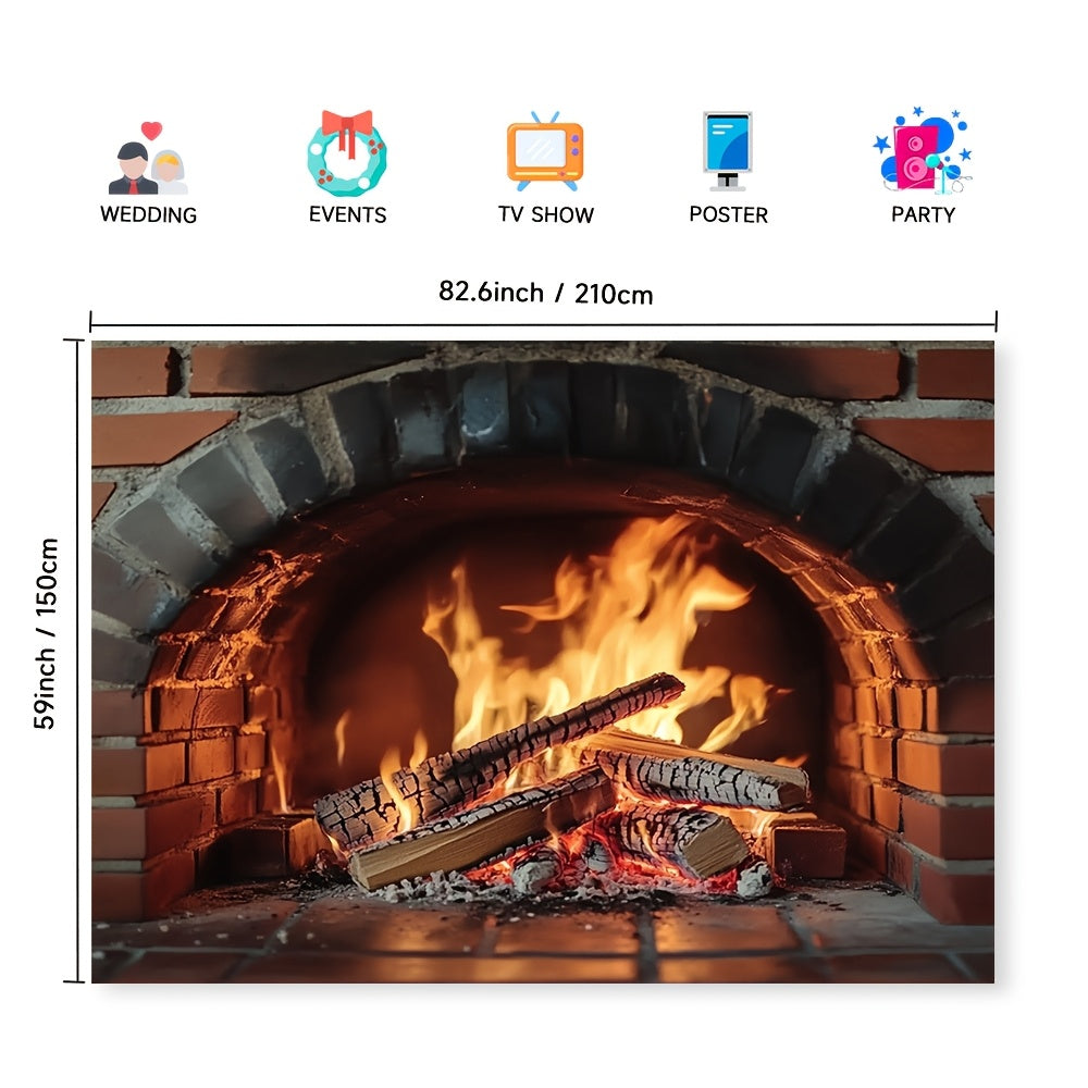 1 piece of versatile polyester fireplace backdrop that does not require electricity. Perfect for all seasons, holiday decor, photoshoots, and events.