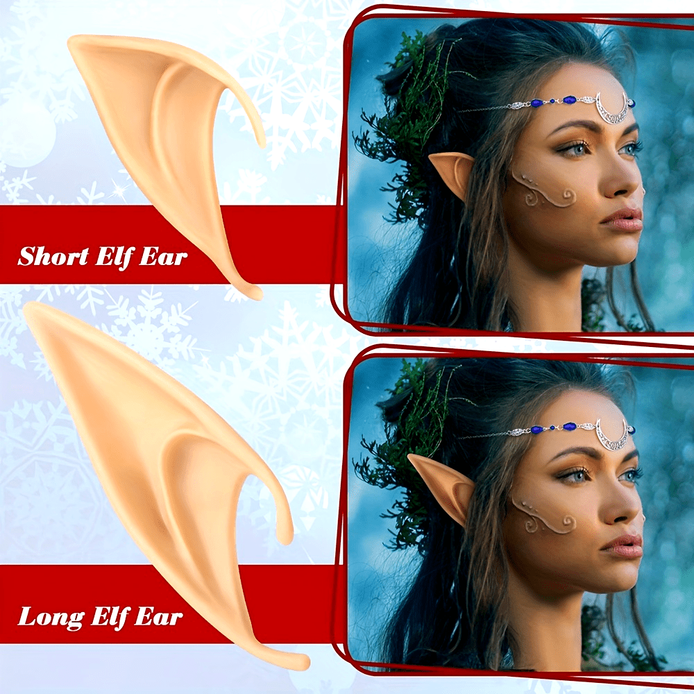 Set of Elf Ears with Headpiece, includes Short and Long Fairy Ears with Moon Head Chain. Perfect Fairy Hair Accessories for Halloween, Masquerade, Renaissance, Eid, and Ramadan Cosplay Props