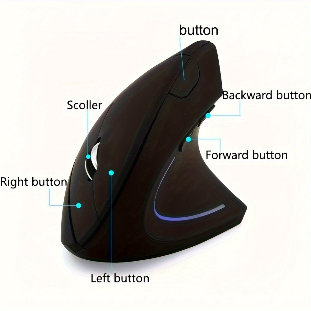 - Wireless Vertical Gaming Mouse with 6 Buttons, USB-Powered