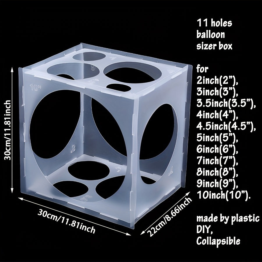 1 Collapsible Balloon Size Box with 11 Holes, ideal for creating balloon arches, columns, and photo balloons. Perfect for birthday parties and room decoration.