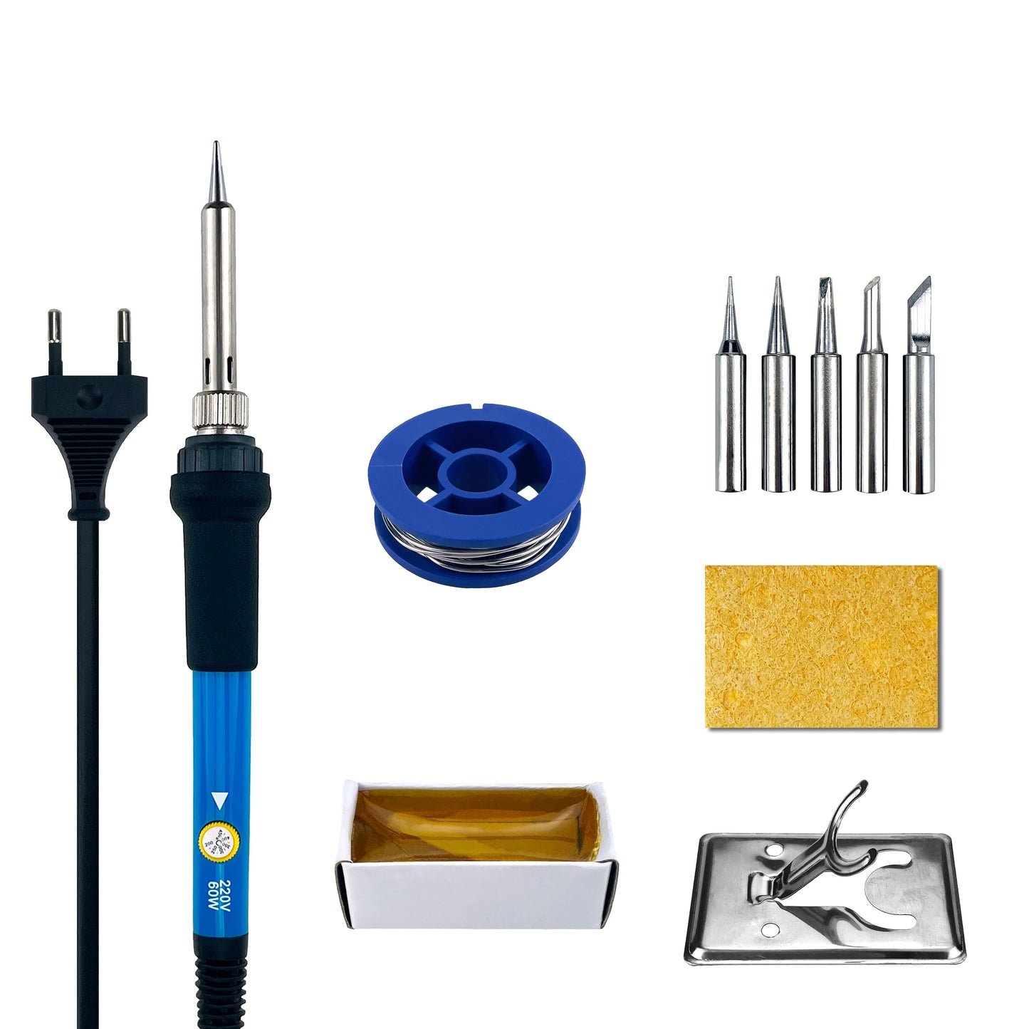 Electric soldering iron tool set with adjustable temperature, 6pcs, suitable for home use, 220V, for welding and DIY projects.