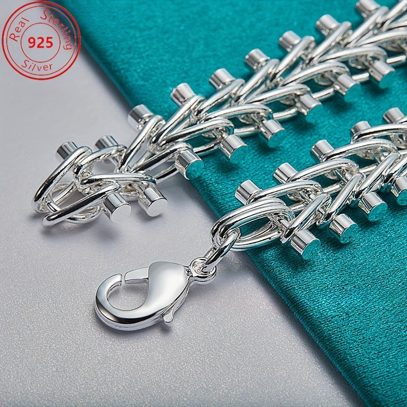 This bracelet is made of high-quality S925 sterling silver featuring a double bead chain design. It is beautifully crafted with exquisite silver detailing, embodying a fashionable retro style. This versatile piece is perfect for everyday wear or special