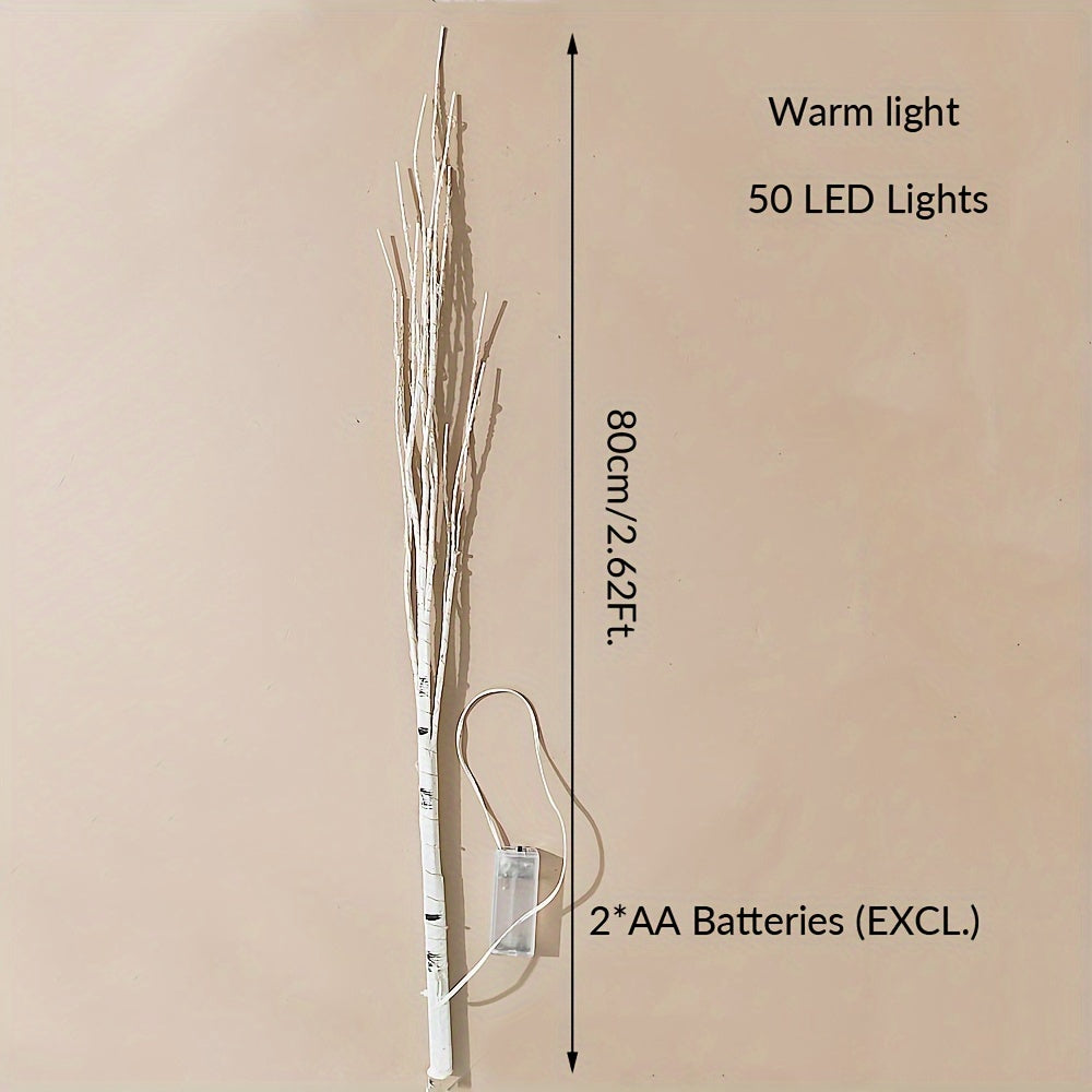 1pc 79.86cm 50LED White Birch Branch Light for Christmas, weddings, parties, and home decoration. Battery-powered for indoor and outdoor use.