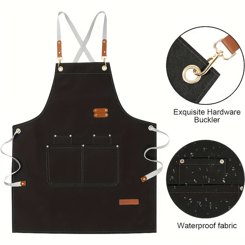 Canvas apron, unisex, solid color, multiple colors, versatile for various professions and activities, ideal work attire.