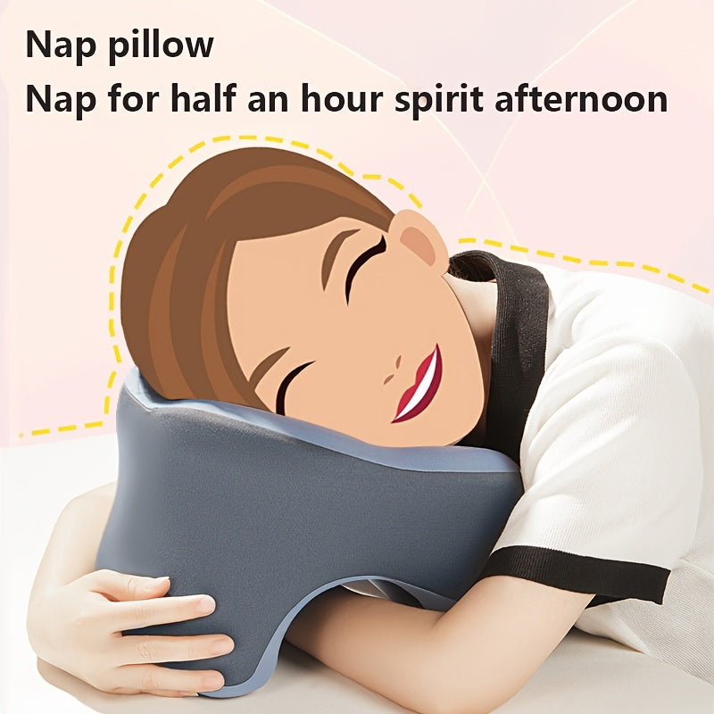 Memory Foam Core U-Shaped Pillow for Travel, Camping, and Office Use, Provides Neck and Cervical Support. Can be used on Airplanes, Cars, and at Home. Great for Face-Down Sleeping.