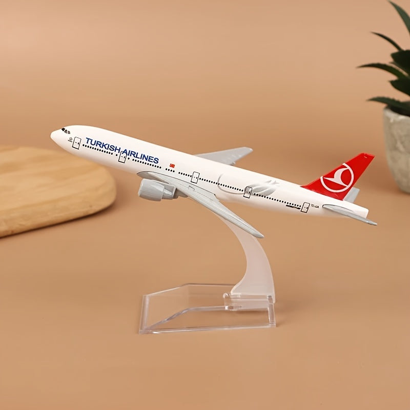 Модель самолета Boeing 777 из металла - масштаб 1:400, белый алюминий, авиационный коллекционный предмет