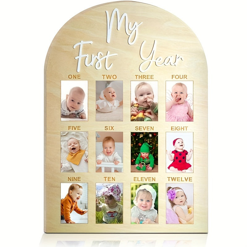 Adorable Wooden Milestone Photo Frame - Ideal for Children's First Birthday Memories, Nursery Decoration, and Baby Shower Gifts