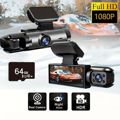 Brand new Vehicle Black Box upgraded Dash Cam includes 64G high-speed memory card and car phone fast charging gift package. Features 1080P ultra-clear night vision, alloy sun-proof shell