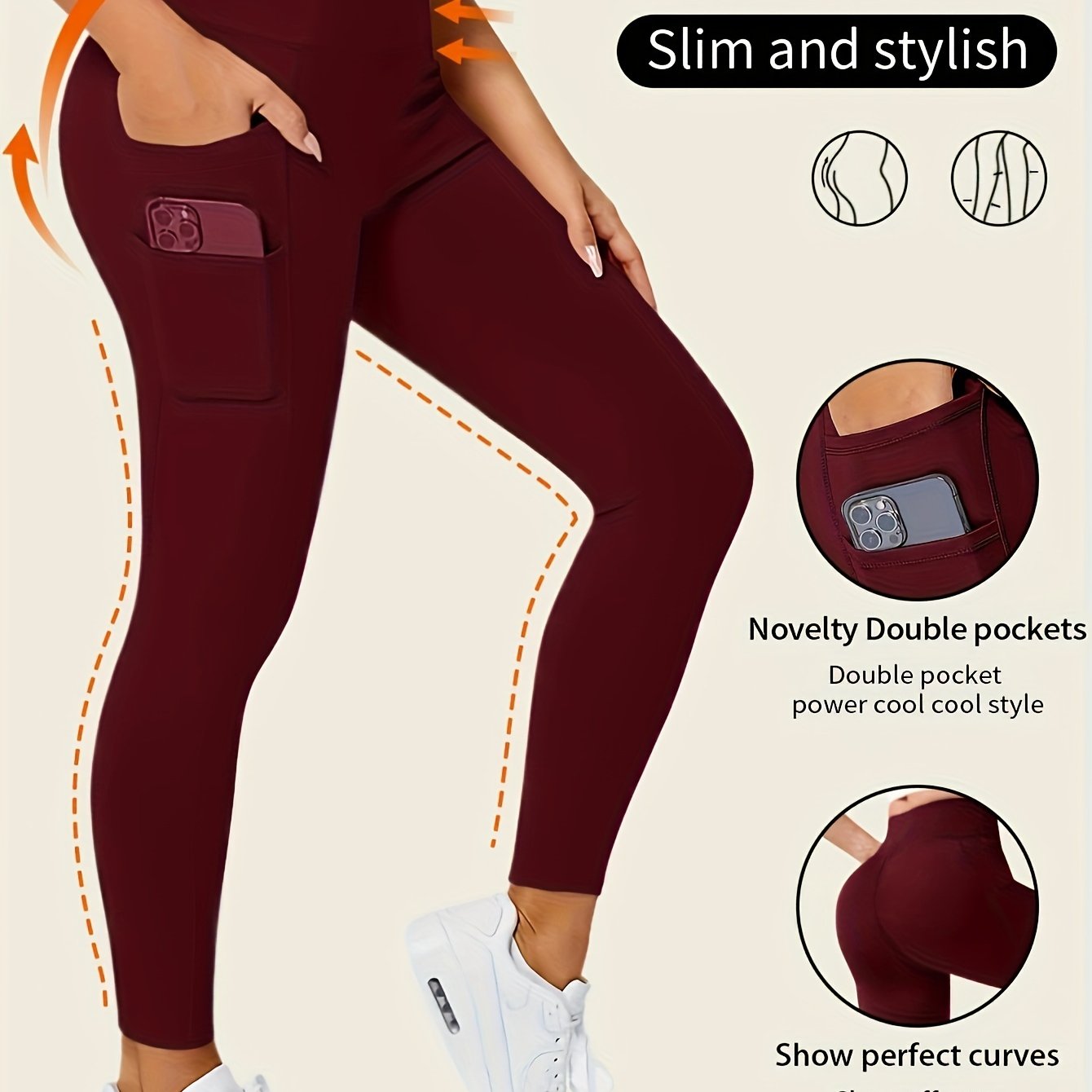 Seamless high rise leggings with side pockets for women's loungewear.