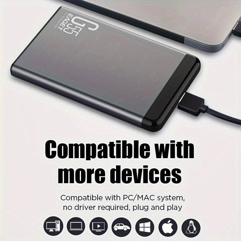 Eaget 6.35cm Portable External Hard Drive with USB 3.0, Durable Metal Enclosure and 500GB/1TB Options for High-Speed Mobile Storage on PCs, MacBook, PS4/5, Xbox, Smart TVs.