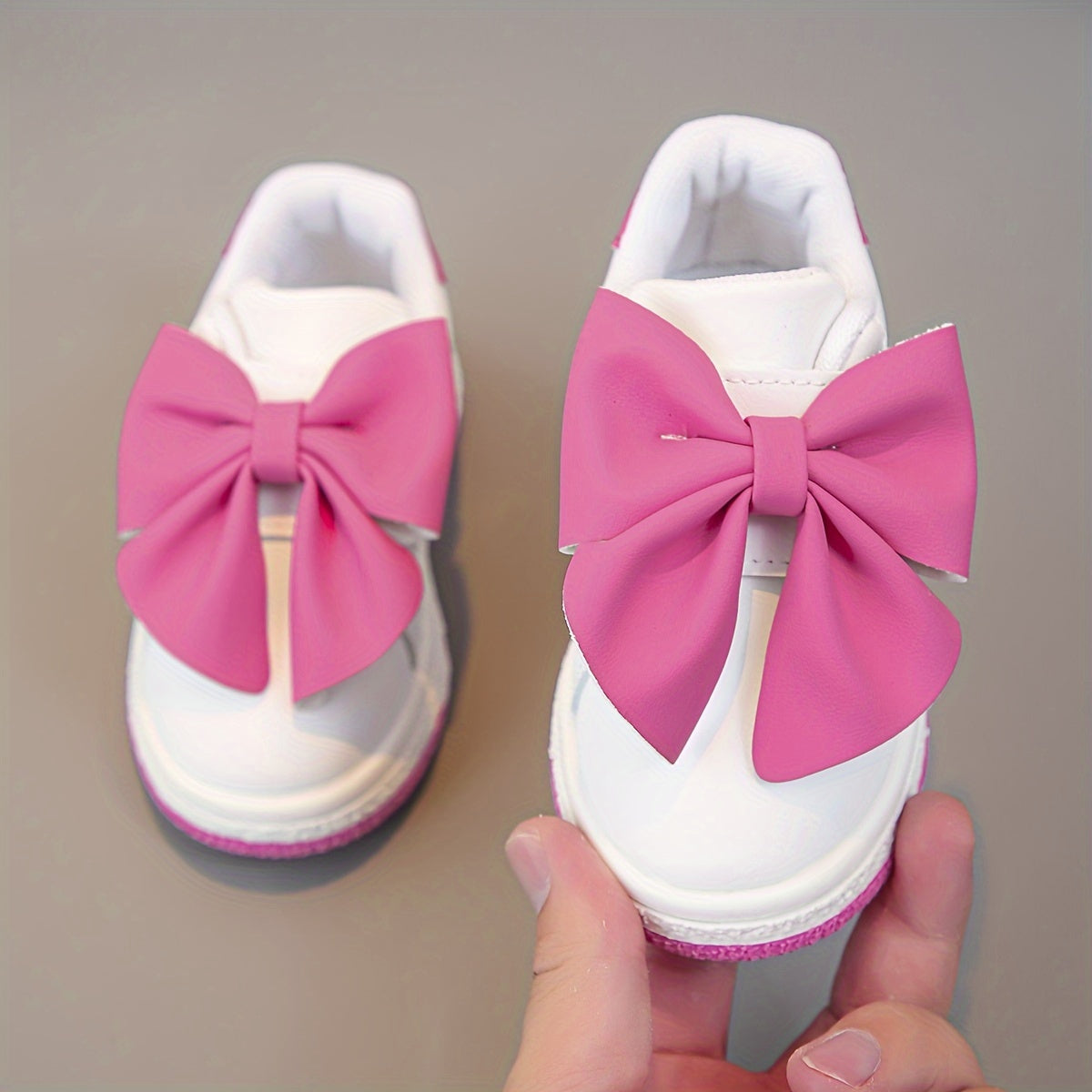 Girls' White Shoes with Seasonal Pink Bows