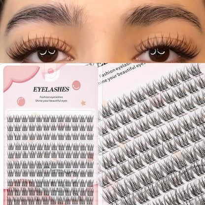 DIY false eyelashes in cartoon style with a natural look, C curl, 10-12mm length, 0.05mm thickness, beginner-friendly, reusable, single pair pack