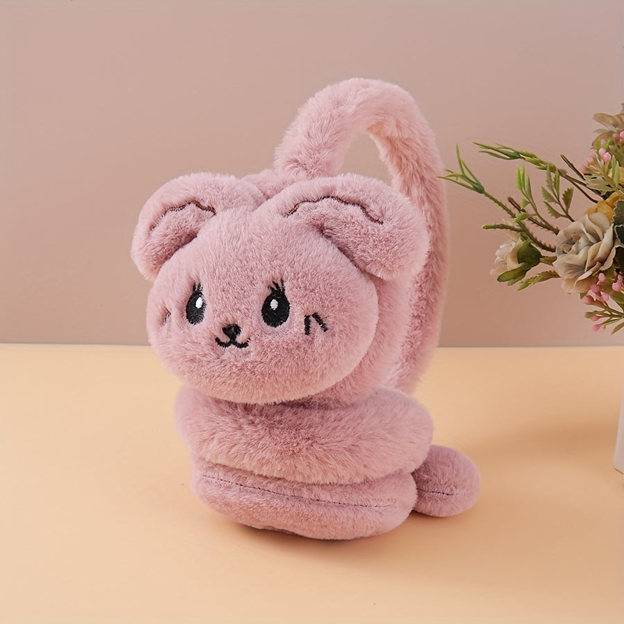 One pack of winter cartoon cute rabbit plush ear covers for students, providing warmth and protection from the cold.