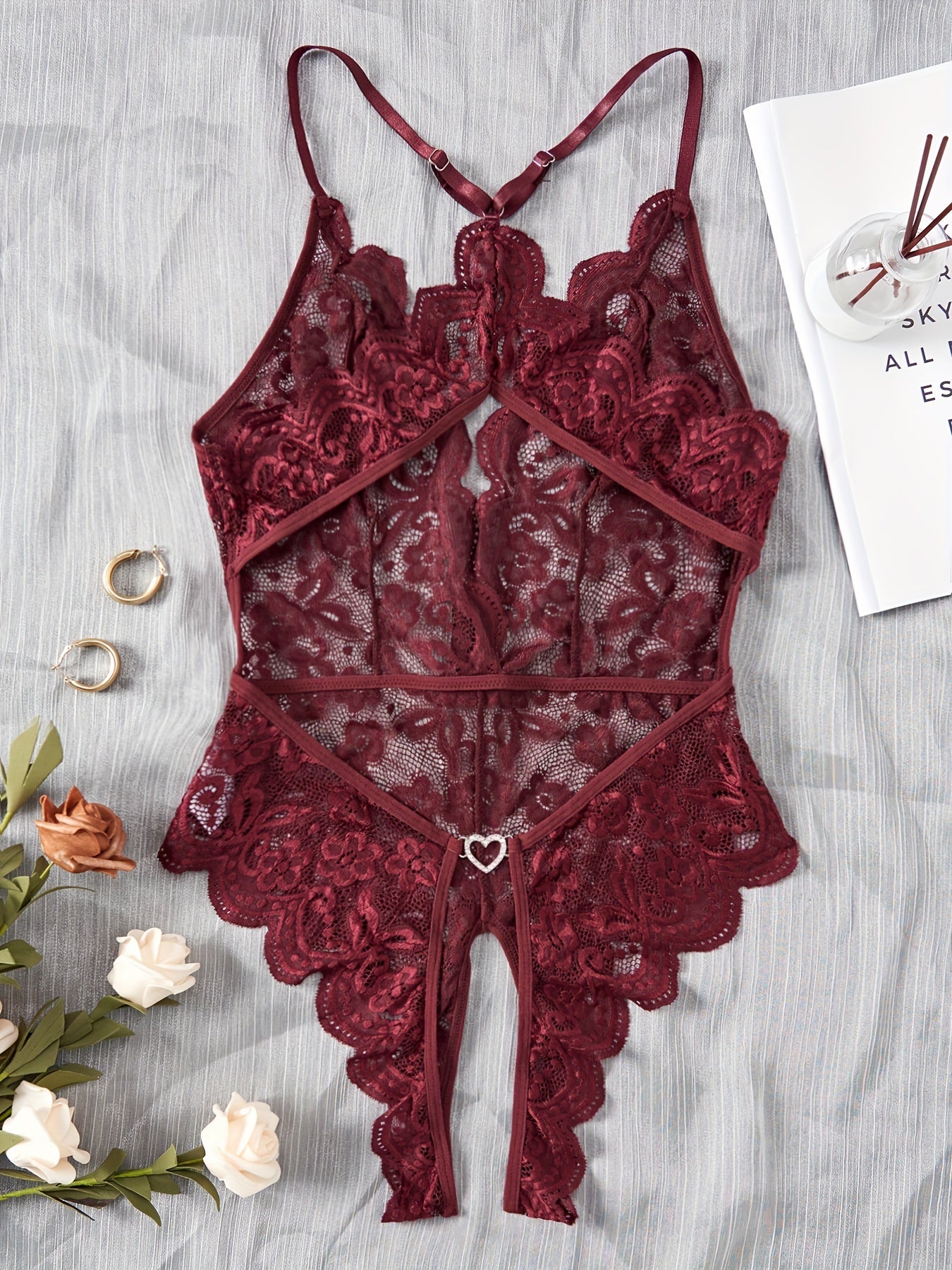 Velvet Open-Back Bodysuit for Women