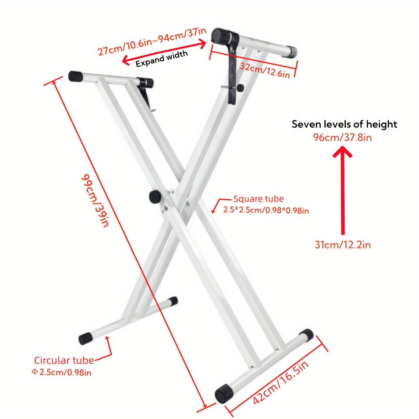 Portable X-shaped stand for electronic pianos and Guzheng, detachable design for easy transportation to events. Ideal for parties, concerts, gatherings, and orchestras.