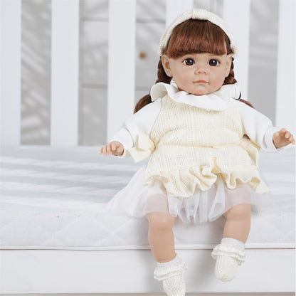 35.56 cm BeBe Reborn Youngsters Doll with soft vinyl skin and fashion clothes, in a DIY movie theme, light brown by AKODEERD.