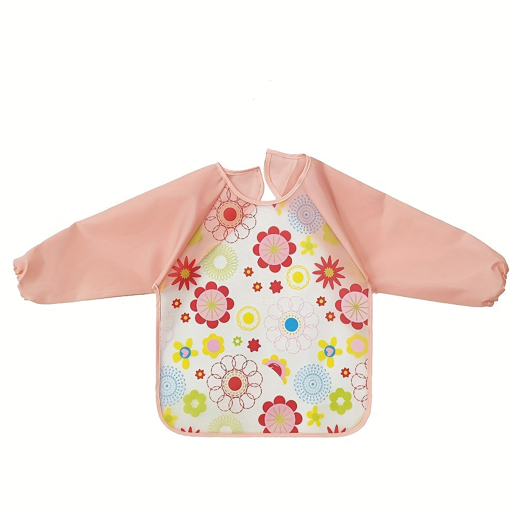 Waterproof and dirt-resistant bib made of EVA for babies aged 6-72 months. No washing required. Protects clothes.