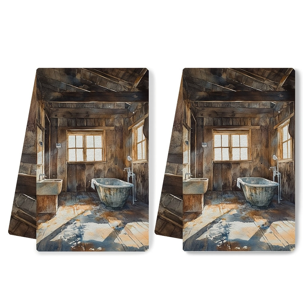 Set of 2 Coastal Charm Kitchen Towels - Made with Ultra Soft, Highly Absorbent Polyester Material - Perfect for Drying Dishes - Machine Washable - Size 40.64x60.96 cm - Features Rustic Saltwater Room Design - Ideal for Holiday Decor - Add a Touch of