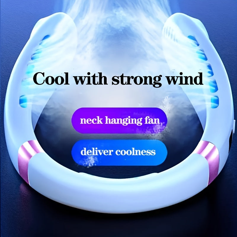 Portable Neck Fan, USB Rechargeable, Ultra-Quiet Personal Cooling Device with Adjustable Settings, Fast Cooling Air Conditioner - Ideal for Students, Outdoor Activities, Travel, Fishing, Camping - Perfect Gift for Birthdays and Christmas - Size: 17.98cm