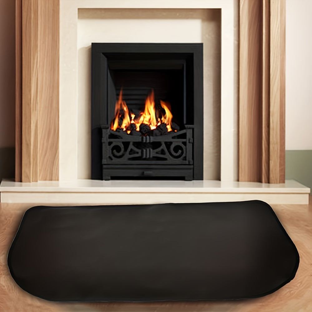 Flame Retardant Fireplace Mat, Heat-Resistant Double-Layer Glass Fiber Silicone Blanket, Large Rounded Corner Design, Essential Home Safety Tool