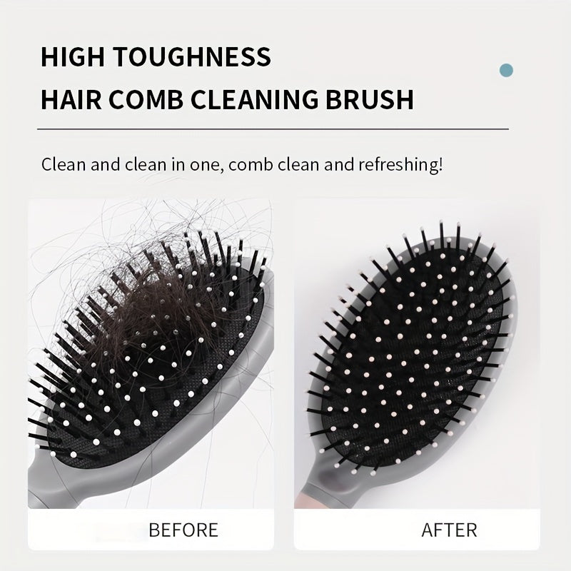 This handheld mini hair brush is perfect for curly hair. It features a cleaning claw design and an airbag comb for easy removal of hair. Made of plastic, this tool requires no electricity, making it ideal for use in the bathroom and toilet.