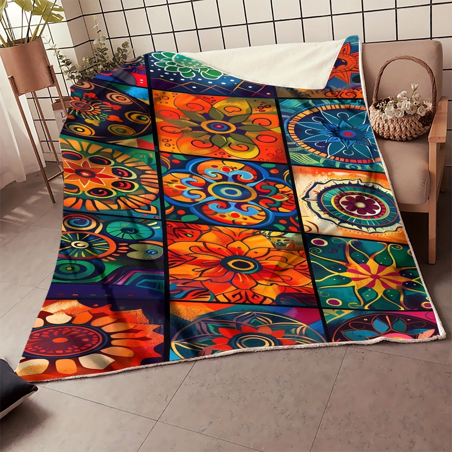 The Cozy Mandala Flannel Throw Blanket is the perfect combination of softness, warmth, and versatility. Whether you use it on the couch, bed, in the office, or while traveling, this blanket will keep you cozy and comfortable.